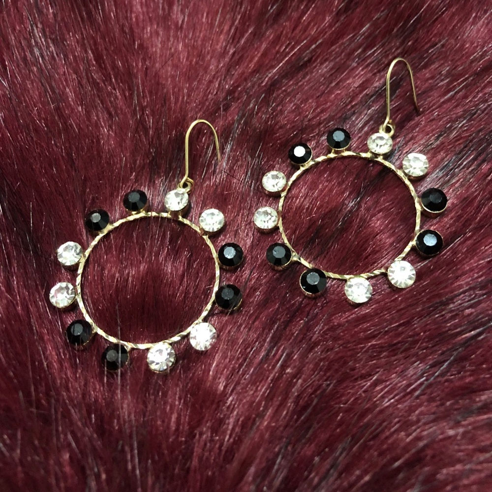 Bdazzle Black and Clear Glass Crystal Earrings